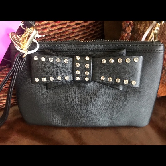 BETSEY JOHNSON Black Tie Stone Crossbody 2 piece S - Picture 5 of 6